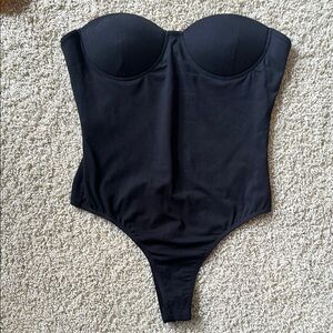 Superdown Black Bodysuit One Piece with Corset Design